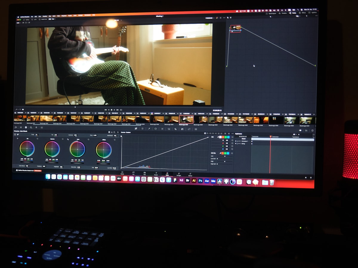 Editor working on church content in a post-production suite